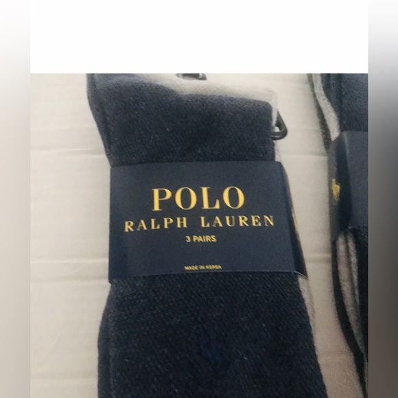 New Polo Ralph Lauren 3 Pairs Men’s Socks Grey Grey Blue made in Korea - Picture 7 of 16